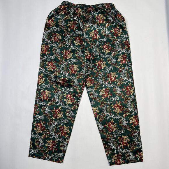 Vintage Victoria's Secret Pajama Set Womens Small Green Floral Quilted Satin 90s - Picture 5 of 13